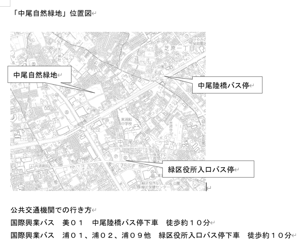 中尾自然緑地位置図